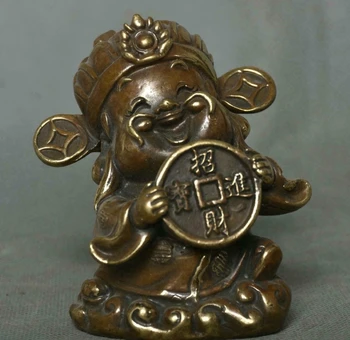 Vechii Chinezi Bronz Cupru Feng Shui Mamona Bani Avere Dumnezeu Noroc Statuie