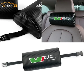 VEHICAR Auto Tetiera Pernă pentru Gât Pentru VRS Logo-ul de Tricotat Accesorii Auto Suport de Scaun Perna Fibra de Carbon Universal Detașabil