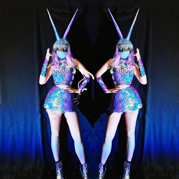 Violet Oglinzi Costume Paiete Laser de Top, Fusta Femei Obiectiv Body Feminin Gogo Costum de Dans Pol Îmbrăcăminte Costum de Scenă XS2148