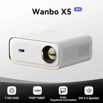 Wanbo X5 Proiector 4K, 1080P 20000 Lumeni 1100ANSI Android 9.0 Dual Band Wifi 6 Projetor Office Home Theater Beamer Proyector