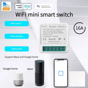 Wifi MINI Smart Switch16A 2-way Switch-uri Compatibile Modulul de Voce de la Distanță de Control Cu App Alexa Acasă