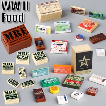 WW2 Militar US Food Tipărite Blocuri Kit Franța Soldații Armatei Sovietice Cifre Accesorii Război Rație Cărămizi Jucarii Baieti
