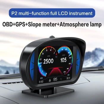 WYOBD P2 Masina Vitezometru Digital OBD2 GPS HUD Ecartament Auto de Afișare de Alarmă Apă Temperatura Ulei Turbină de Presiune Calculator de bord