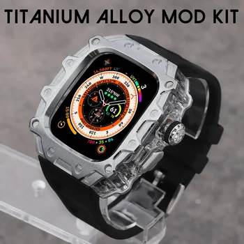 Zinc Allo Caz de Modificare Kit pentru Apple Watch Ultra 1/2 49mm Cadru PC Fluororubber Curea pentru Iwatch Seria 9 Ultra Accesorii