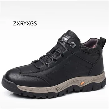 ZXRYXGS de Iarna Barbati din Piele Cizme Lână Cald Zăpadă Pantofi Casual Adidas 2024 Temperament și Tendința pentru Bărbați Ghete de Pantofi Plat