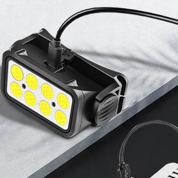 În aer liber, Far cu LED-uri COB IPX4 rezistent la apa Senzor Faruri de Tip C USB Reîncărcabilă Cap de Camping Lumina Drumeții Faruri